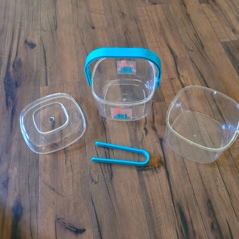Vintage 80's Cameleon Acrylic Turquoise and‎ Coral Ice Bucket